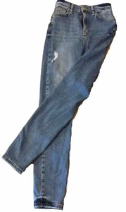 RIVER ISLAND Distressed Blue Cotton Rich Jeans U.K. 8S 26”W 27”L FREE P&P - Picture 1 of 4