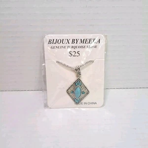 Bijoux By Meera Genuine Turquoise Stone Southwestern Style Necklace Pendant - Picture 1 of 3