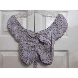 Nuevo sin etiquetas Top corto Sky and Sparrow azul claro floral ajustado, pequeño para mujer - Imagen 1 de 8