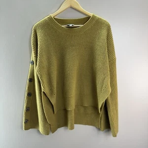 Gilli Hi-Lo Tunika Strick Pullover Oversize Senf Schlagärmel Knopf Medium - Bild 1 von 11