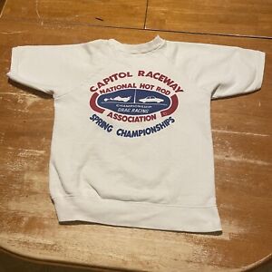 Sweat-shirt vintage années 1960 NHRA Capital Raceway Hanes Breeze Shield large