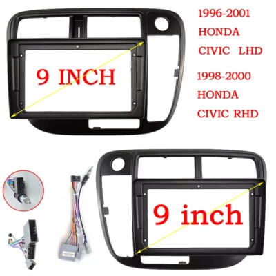 9'' Car Radio Stereo Dash Fascia Frame Bezel W/Harness for HONDA Civic 1996~2001 - Image 1 of 4