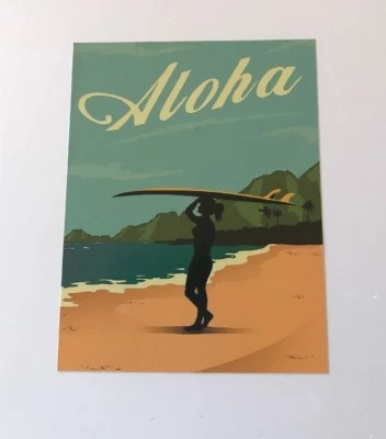 Aloha Surf Sticker - Surfer Girl Islands Waves Surfing Beach Surfboard Longboard