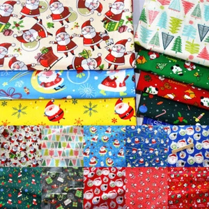 1.6M Christmas Cotton Fabric Santa Snowman Printed Patchwork Dress Sewing Craft - Picture 1 of 28