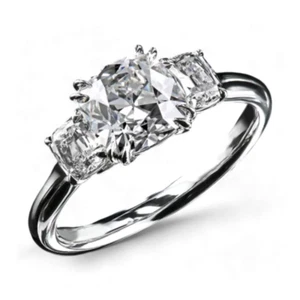 Diamant Verlobungsring 3,00 ct Kissenschliff IGI GIA Lab Created 950 Platin - Bild 1 von 10