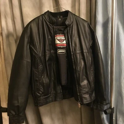 First Gear Classic Leather Motorcycle Jacket Thermoline Women’s LG Black - Image 1 of 4