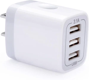 USB Wall Charger Adapter 18W/3Amp Fast Multiple 3-Ports USB Plug Charger Block - Picture 1 of 7