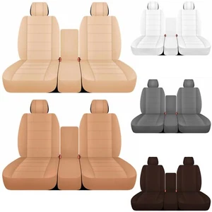 Juego de fundas de asiento de coche delanteras 40-20-40 algodón sólido hechas para adaptarse a Ford F 150 2009-2014 - Imagen 1 de 13