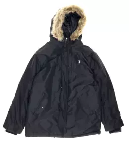 U.S. Polo Assn. V8219 Mens Black Faux Fur Trim Hooded Parka Size XXL - Picture 1 of 3