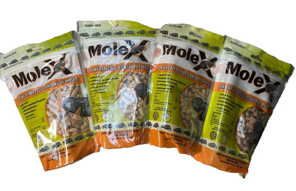 4x MoleX Mole Killer Pellets y Control 8 oz. Ambientalmente seguro listo para usar Foto 1 de 1