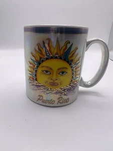 Pensacola Beach Florida Iridescent Yellow Happy Smiling Face Sun Coffee Mug B80 - Picture 1 of 3
