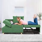4-in-1 Convertible Sleeper Sofa 3-Seat Linen Fabric Loveseat with 2 Throw Pillow