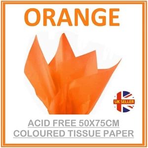ORANGE Tissue Paper Large Sheets Acid Free Gift Wrapping 50x75cm - Picture 1 of 3