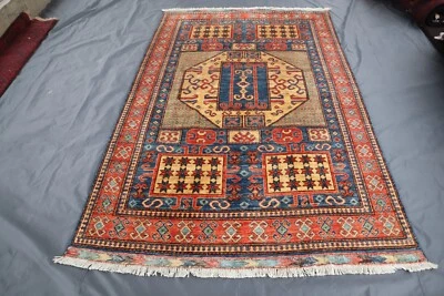 6x8 Mamluk Area Rug, Red Gold Handmade Afghan Oriental Rug, Tribal Anatolian Rug - Image 1 of 4