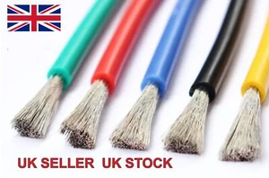 Cable de alambre de silicona suave flexible 4 AWG a 22 AWG muchos colores stock y vendedor del Reino Unido - Imagen 1 de 22