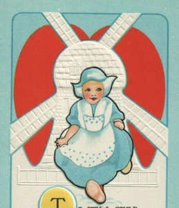 DUTCH VALENTINE WINDMILL HEART PENNSYLVANIA HUMOR EMBOSSED POSTCARD NOS - Picture 1 of 3