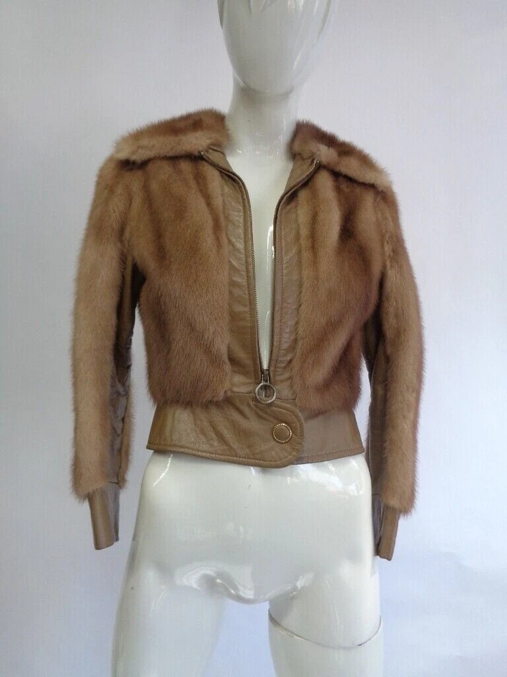 EXCELLENT CANADIAN PASTEL MINK FUR& LEATHER JACKET GIRLS CHILDREN - Image 1 of 1