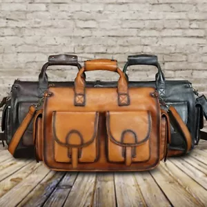 Genuine Leather Messenger Bag and Briefcase Purse for Men Real Leather Shoulder - Picture 1 of 15
