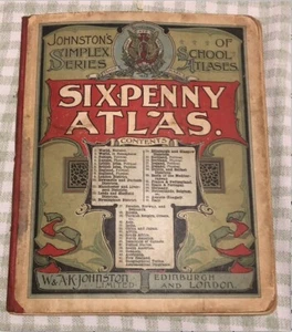 Johnston's Simplex Series of School Atlases Sixpenny Atlas Late 1800's - Picture 1 of 9