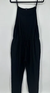Ambiance Women’s Jumpsuit Large Black Jersey Knit Sleeveless Drawstring - Picture 1 of 6