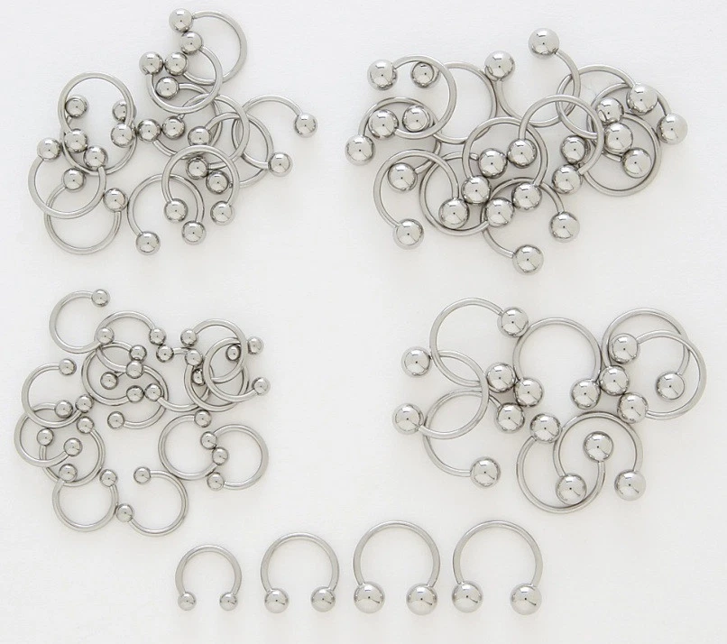 10pk Steel Ball Circular Barbells Wholesale Horseshoe Eyebrow, Belly Rings (D31) - Image 1 of 1