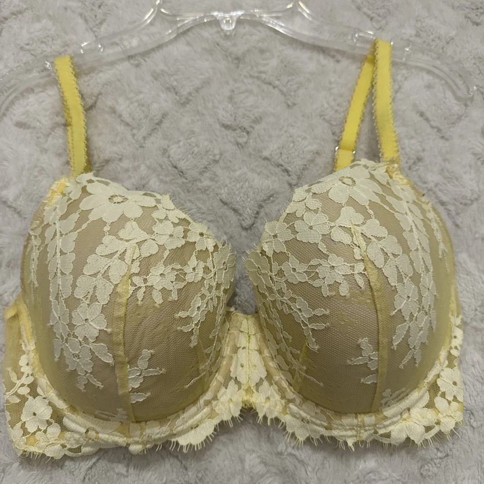 Sujetador Victorias Secret Dream Angels Forrado Demi Encaje Talla 32DDD Amarillo Excelente Estado Foto 1 de 4