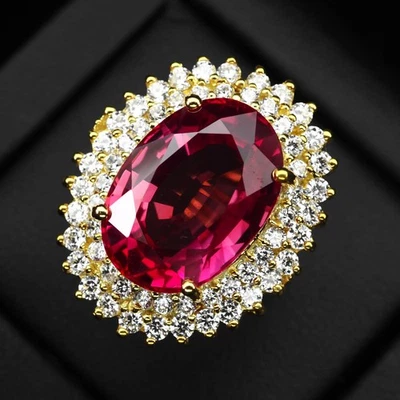 Rari anelli fatti a mano in argento sterling 925 16,70 ct con spinello rosa... - Immagine 1 di 4