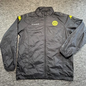 Borussia Dortmund Jacket Mens Large Black Waterproof Hooded Football Kappa - Picture 1 of 10