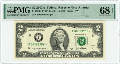 FR.1938-F* $2 2003A FRN Atlanta Superb Gem Unc 68 EPQ PMG 950222-16 - Image 1 of 3