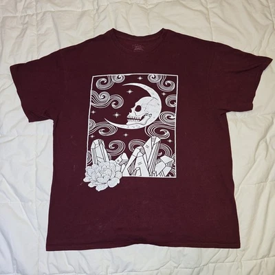 Camiseta Distressed Call Your Mother Gráfica Celestial Borgoña Luna Calavera Talla XL Foto 1 de 4