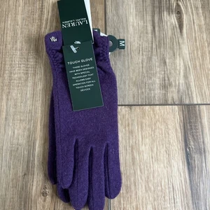 Guantes Ralph Lauren Mujer Lana Cuero Cachemira Medianos M Tacto Púrpura Ciruela - Imagen 1 de 6