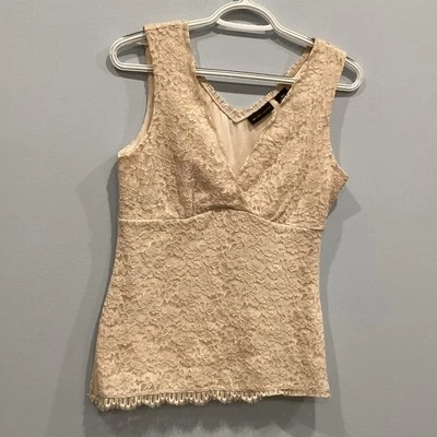 Camiseta Babydoll De Colección Para Mujer Talla S Camisola Sin Mangas Crema Floral Encaje Y2K Hada Grunge Foto 1 de 4