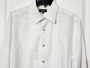 Milani Single Needle Tuxedo Shirt Mens 16 34/35 White French Cuff Formal - Picture 1 of 11