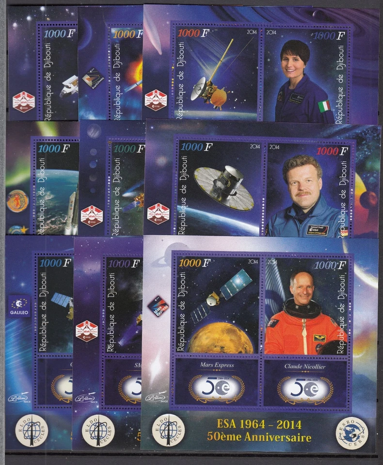 PK26639/DJIBOUTI - CONQUISTA ESPACIAL - JUEGO COMPLETO DE 20 HOJAS DE RECUERDO MNH COMO NUEVAS Foto 1 de 2