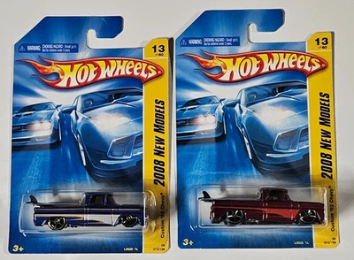 Hot Wheels 2008 New Models Custom 62 Chevy Pick Up Lot of 2 CASE FRESH - Image 1 of 2