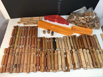 Large Lot 200 Pc Wood Lincoln Logs Lot 5lbs - Image 1 of 4