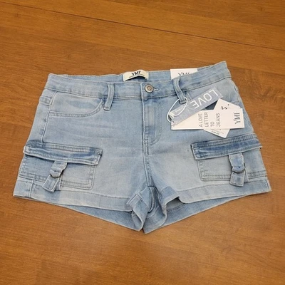 YMI Light Blue Mid-rise Denim Shorts with Pockets, Size 3/26, New - Image 1 of 4
