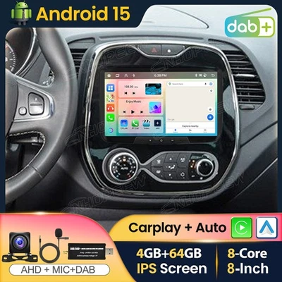 DAB+ 4+64GB Android 15 Für Renault Captur MK1 2013-2019 Carplay Autoradio BT GPS - Bild 1 von 4