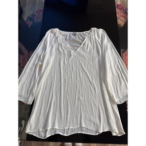 Blusa túnica fluida blanca Show Me Your Mumu cuello en V para mujer grande X2 - Imagen 1 de 7