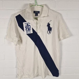 Polo Ralph Lauren Jungen Poloshirt Weiß Gestreift Kurzarm Größe Large UK - Bild 1 von 6