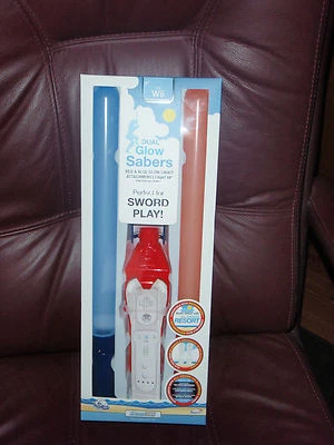 DUAL GLOW  SABERS RED & BLUE FOR WII BY DREAMGEAR BRAND NEW - Image 1 of 2