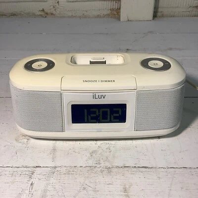 iLuv Audio System iPod Alarm Clock Radio White Tested - Image 1 of 4
