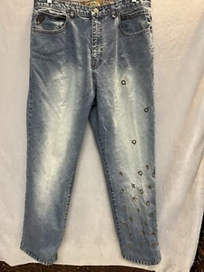 Vintage Amademiks Y2K Jeans  Denim Baggy Wide Legs Signature Letters 36/32 - Picture 1 of 17