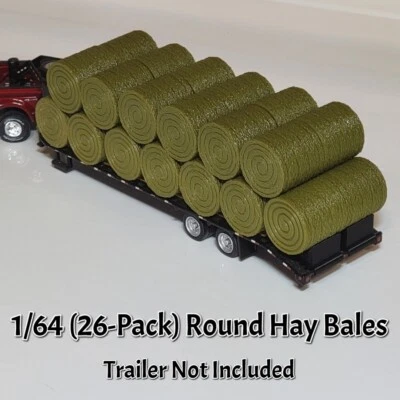 1/64 (26 Pack) Round Hay Bales & "Bale Ramps" for Greenlight - Farm Diorama - Image 1 of 4