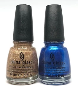 china glaze nail polish CHAMPAGNE KISSED 1114 + BLUE BELLS RING 1119 - Picture 1 of 1