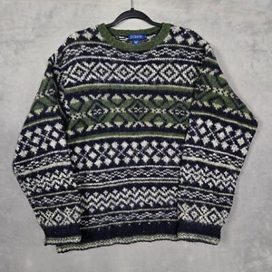 Suéter J.CREW Para Hombre 100% Lana Grande Fair Isle Nórdico Geométrico - Imagen 1 de 11