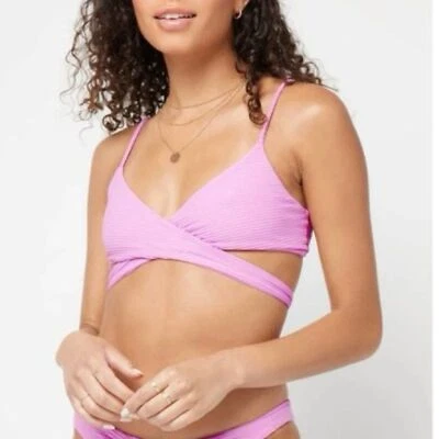 Top de Bikini L*SPACE Chloe Talla Mediana Acanalado Corbata Cintura Ajustable Rosebud Púrpura Foto 1 de 4