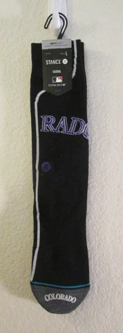 NWT Stance Colorado Rockies Infiknit Alt Jersey 2 Casual Crew Socks L Black $20 Cover