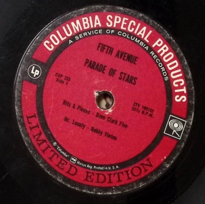 5TH AVENUE PARADE OF STARS BOBBY VINTON,DAVE CLARK FIVE, & MORE VINYL 45 60-115 - Image 1 of 4
