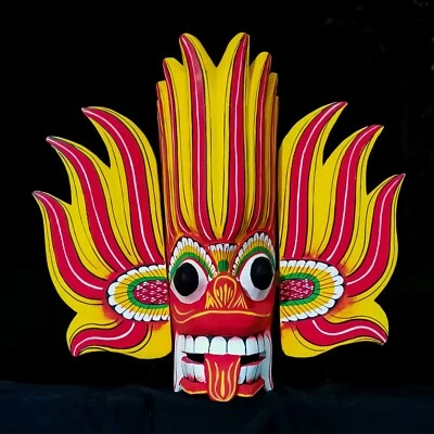 Unique Handcrafted 8 inch  Wooden Demon Devil Mask from Sri Lanka | Traditional - Image 1 of 4